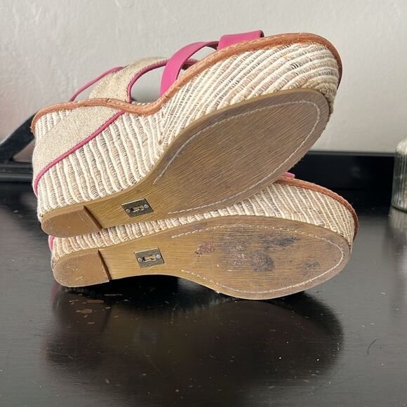 Anthropologie Platform Sandals Schuler & Sons Women’s Size 10 Wedge  Pink/Beige - Picture 8 of 11